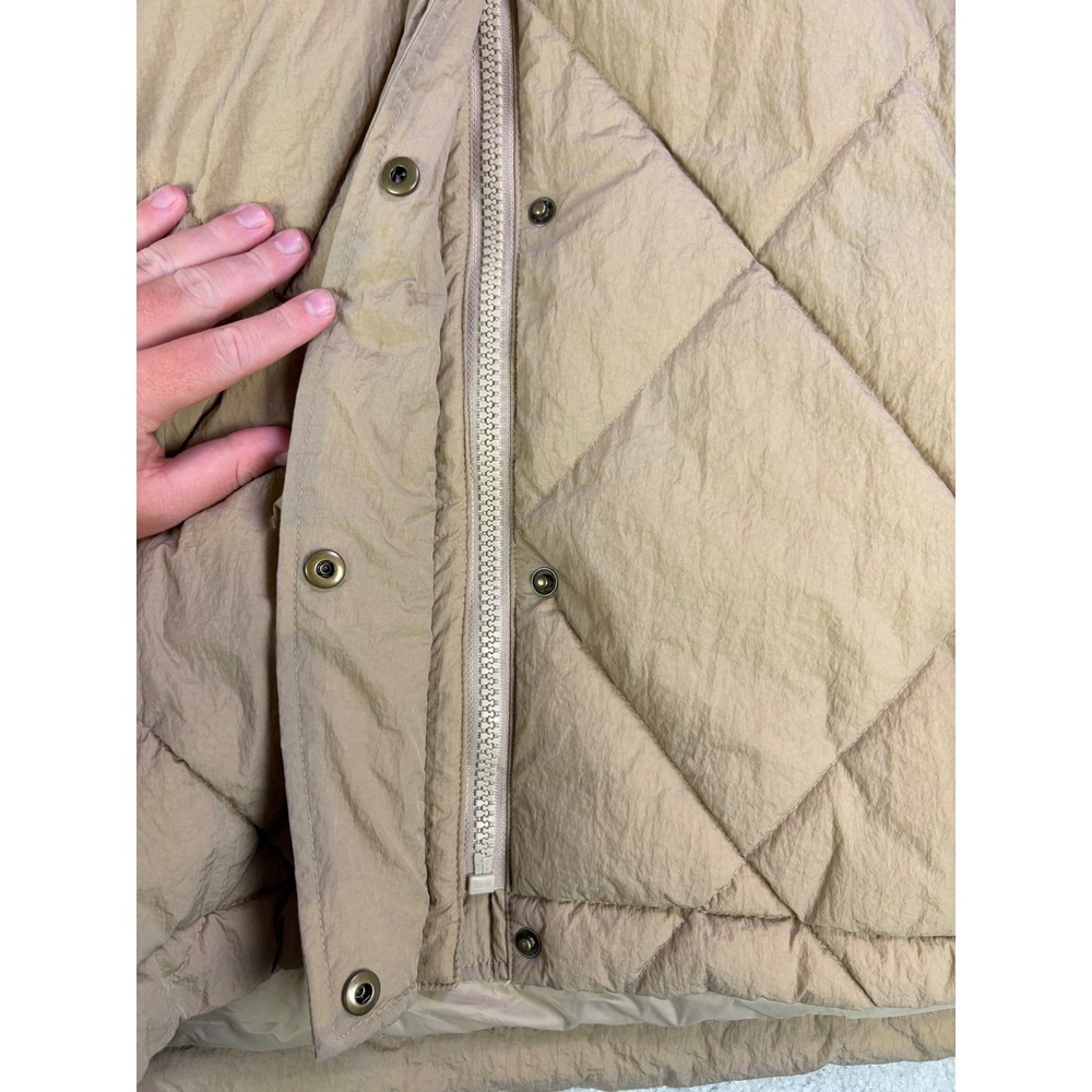Madewell Holland Quilted Puffer Parka Womens XXL Toasted‎ Sesame Tan Hooded Flaw - Picture 4 of 15